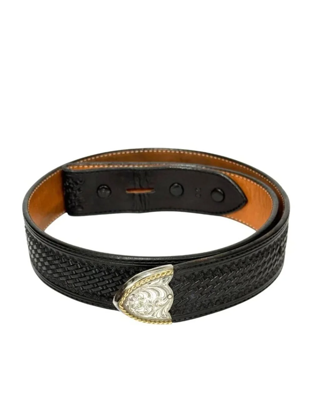 Blue Ribbon Tack Western Leather Belt Sterling Silver 